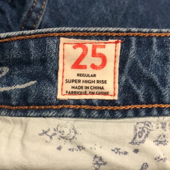 Free People Women’s Denim Skirt Buttons Pockets Super High Rise Size 25 New - Picture 4 of 6